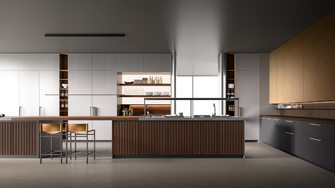 Clear shapes, stylish materials and high-quality ADLER surfaces make kitchen design Xila stand out from the crowd | © Boffi