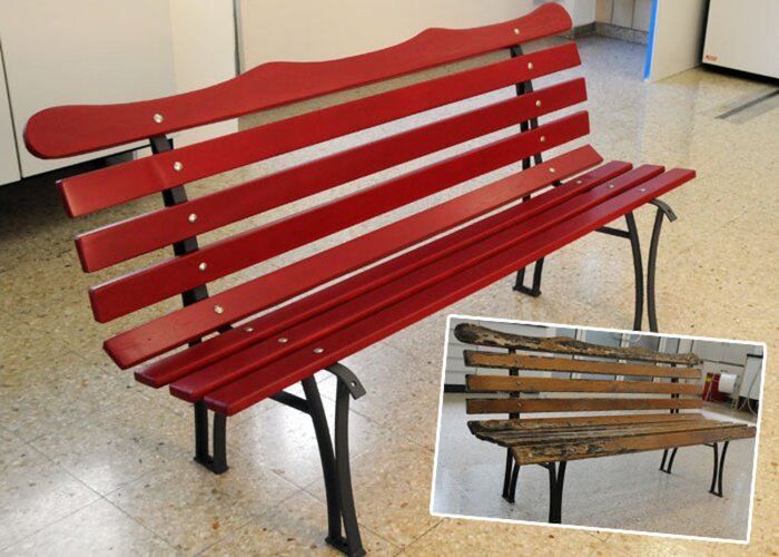 Painting A Garden Bench Made Of Wood And Metal