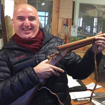 Davide Lazzari was amazed by the double-barrel shotgun. 